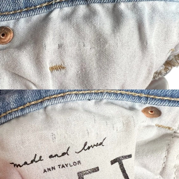 LOFT Light Wash Modern Skinny Side Stripe Step Raw Hem Jeans - Picture 13 of 14